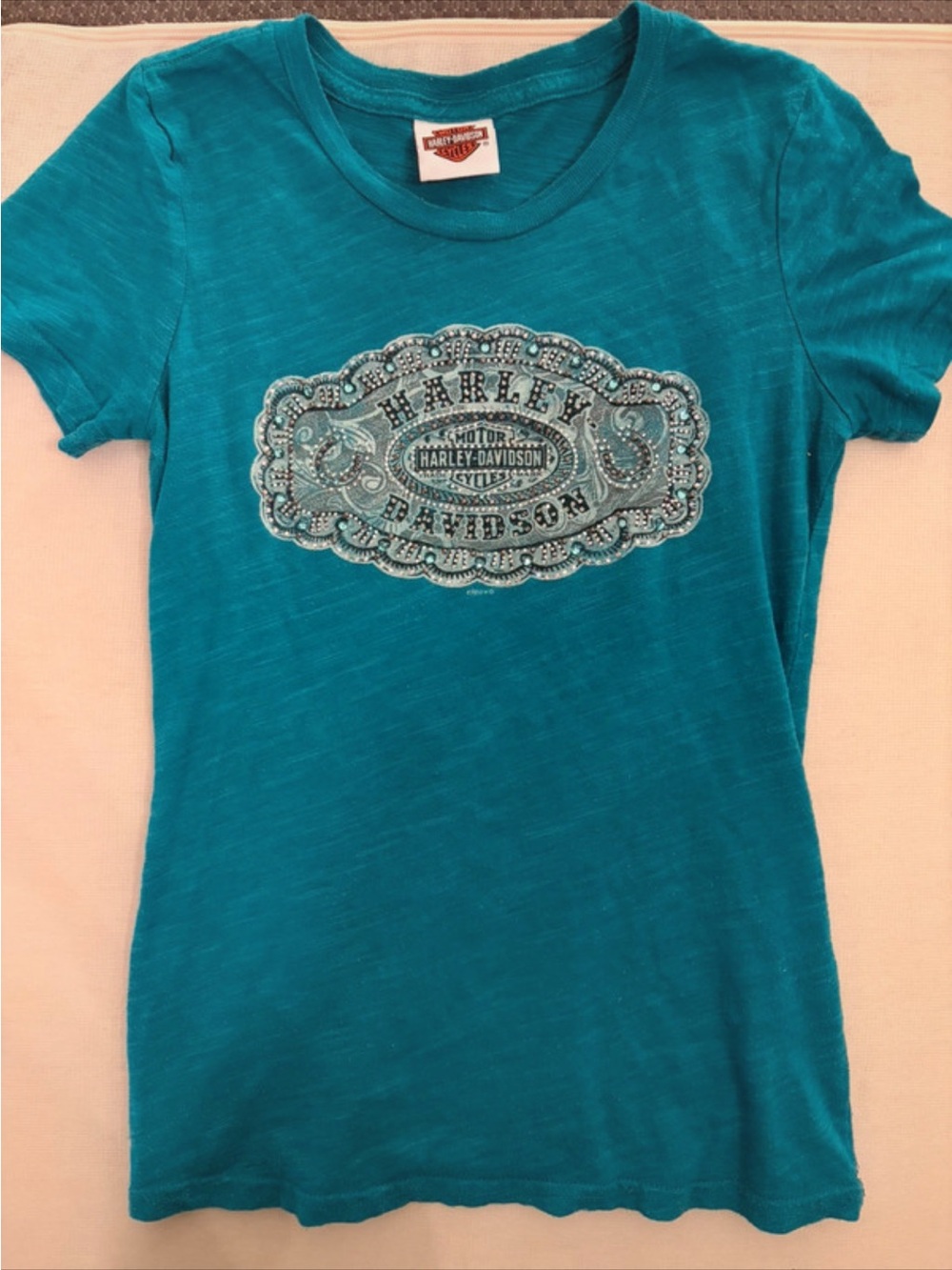 Vintage Harley-Davidson Women's Teal Graphic Logo Tee